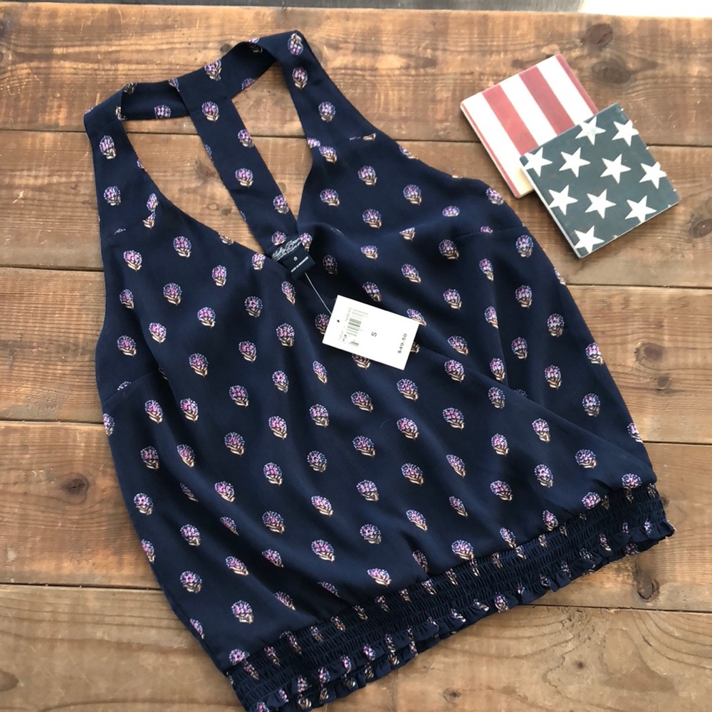 LUCKY BRAND Racer back Navy Floral Tank